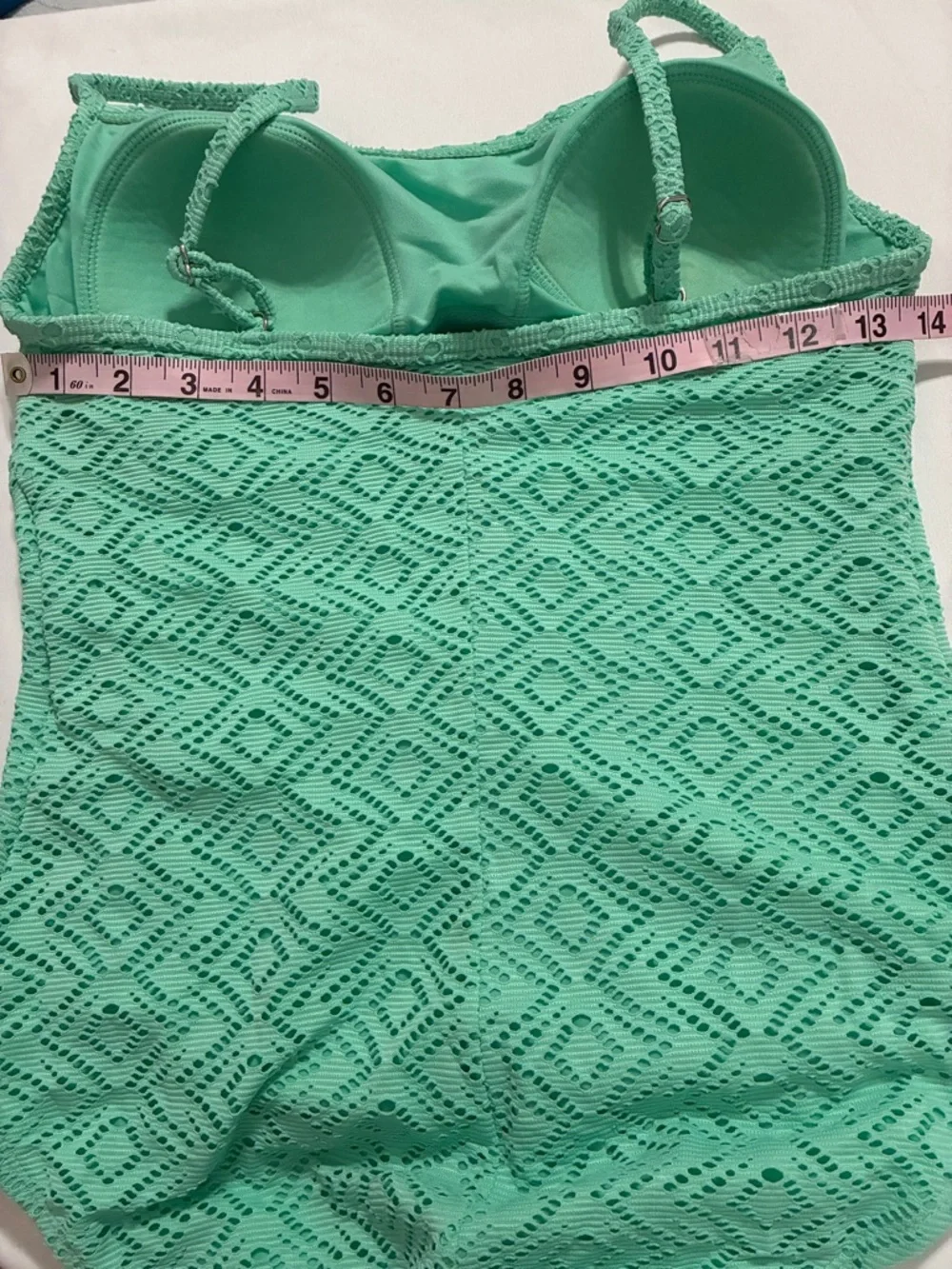 CATALINA one-piece Swim suit Large (12-14) Kelky Green adjustable straps